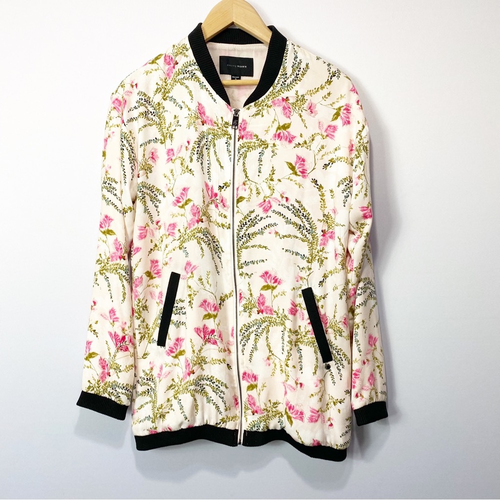 Among Equals- Floral Long Line Pocket Jacket sz 10